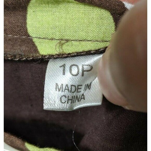 Skirt A-Line Womans Size 10P Cotton Brown w/ Lime Green & White Polk-A-Dots - Picture 9 of 9